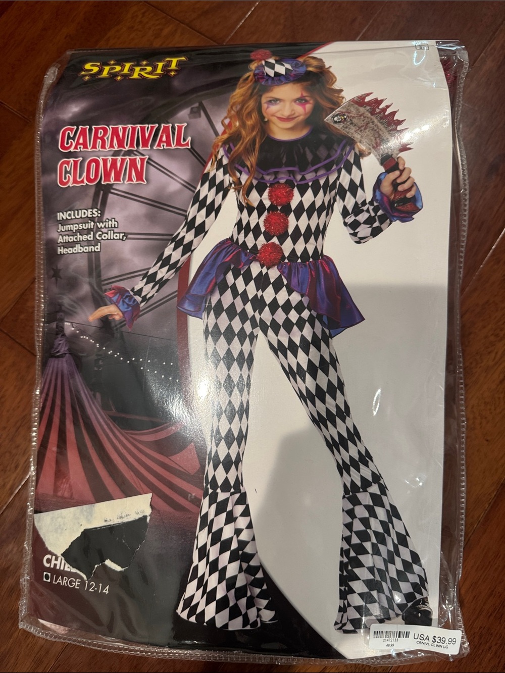 Spirit Carnival Clown Costume - Black, White & Purple
